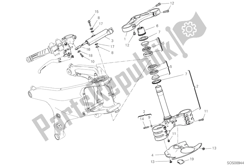 Tutte le parti per il Gruppo Sterzo del Ducati Superbike Panigale V4 Speciale 1100 2019